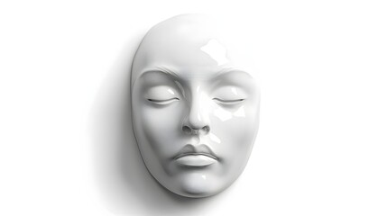 Realistic Artistic White Mask Closed Eyes Smooth Surface Expression. AI Generated