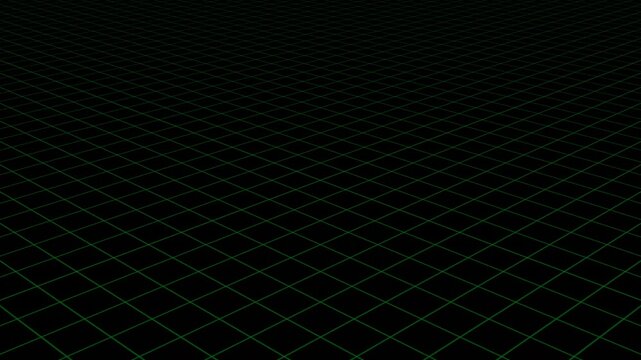 Abstract 3D animated futuristic grid technology background with green colored moving elements and shapes, concepts, ideas, 4k
