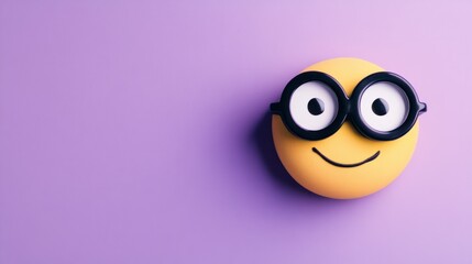 Obraz premium Face with a monocle emoji on a pastel purple background, showing curiosity or inspection, ideal for smart themes.