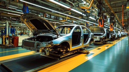 Modern Automotive Assembly Innovations, showcasing advanced technologies and streamlined processes, highlighting efficiency and creativity in vehicle production environments.