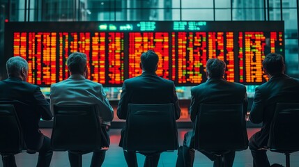 Business professionals analyzing market data in a modern financial office during the workday