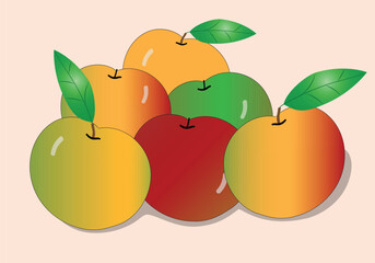 Apples with green leaves assortment healthy nutrition