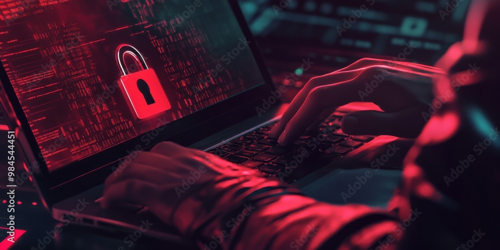 Poster a cybersecurity expert enhances data protection by applying remote work strategies, using advanced t