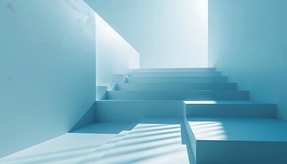 Fototapeta premium Abstract blue empty room with shadow on the wall.