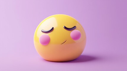Sleepy emoji with a droopy face on a pastel lavender background, perfect for conveying tiredness or relaxation.