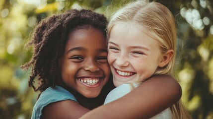 Childhood friendship rekindling, capturing the joy of reconnecting after years apart