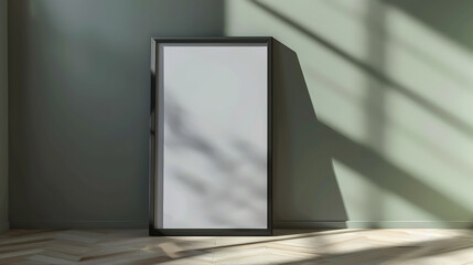 Blank mockup photo frame in an empty room