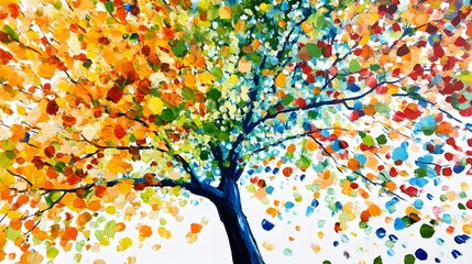 Fototapeta premium Colorful Tree Brush Strokes Oil Painting, Abstract, Texture, Pattern Background, Wallpaper, Cover and Screen for Smartphone, PC, Laptop, 9:16 and 16:9 Format