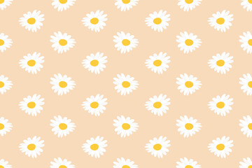 Cute Daisy Flower Pattern Background. Vector Illustration