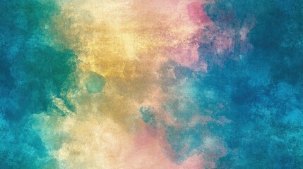 Fototapeta premium Seamless textured abstract background featuring blue green pink and yellow gold hues