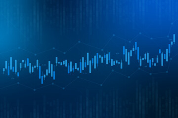 Stock Market Trading Chart On Dark Blue Background. Business Wallpaper. Finance Banner. Graph. Vector Illustration