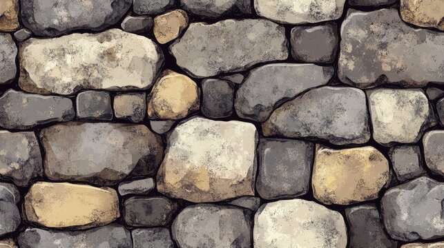Seamless pattern featuring a stone wall