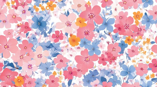 Seamless elegant template for fashion prints featuring a motley illustration Charming pattern with small colorful flowers Spring floral background adorned with delicate blossoms
