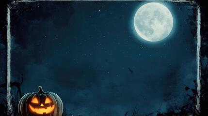 Fototapeta premium A Halloween scene with a pumpkin and a full moon