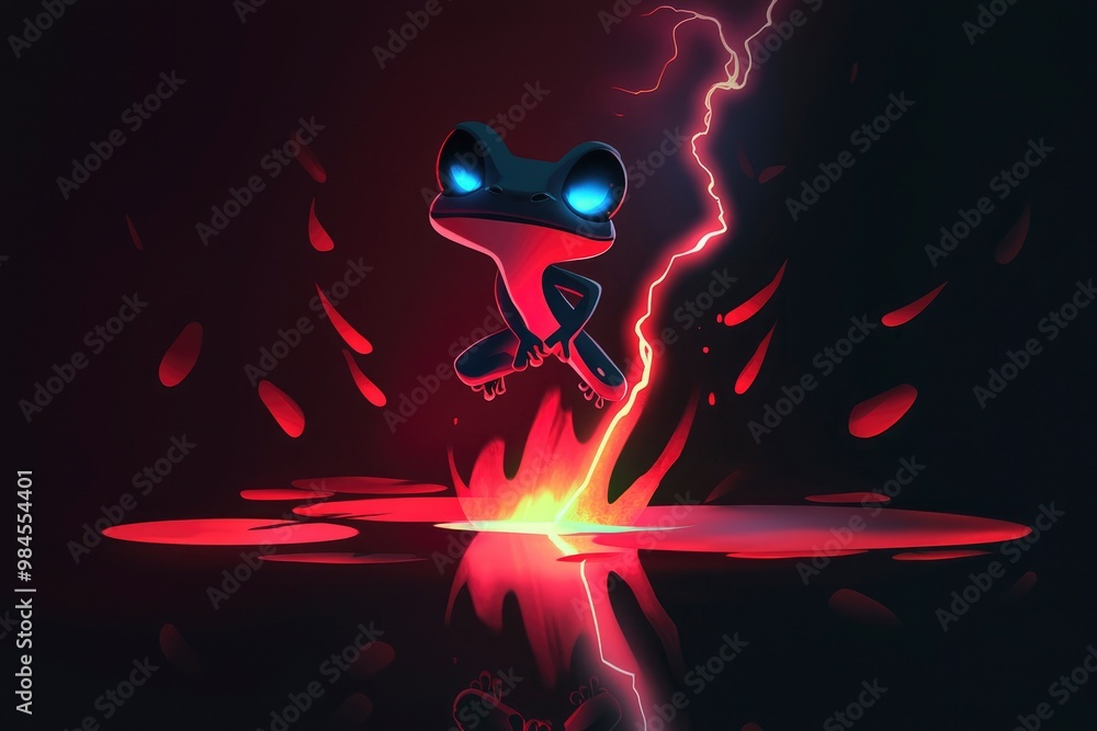 Poster Electric Frog Illustration