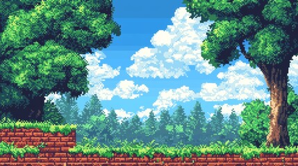 A pixel art retro 8bit video game interface background that evokes nostalgia for vintage gaming