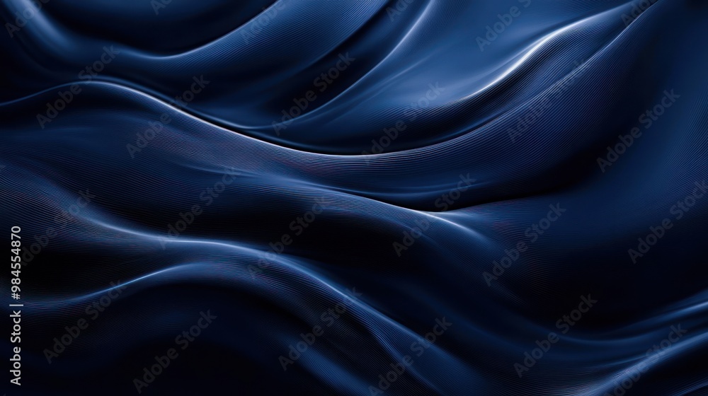 Poster abstract waves of deep blue fabric create a smooth, flowing texture.