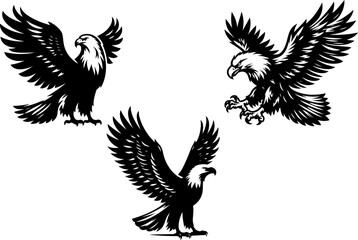 eagle silhouette vector style with white background