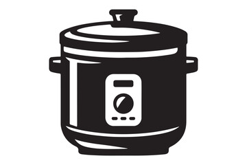 Simple Rice Cooker Icon in Vector Silhouette