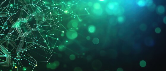 Abstract digital background with interconnected lines and glowing dots.