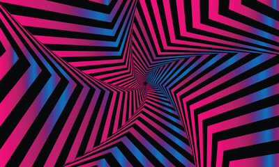 Optical illusion gradient blue pink star futuristic background