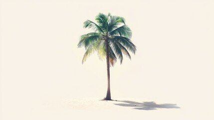 Obraz premium Refined and minimalist Christmas card design featuring a coconut tree, blending tropical elements with understated festive charme
