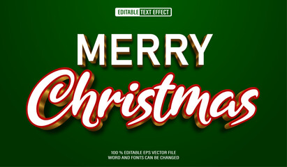 Editable 3d text style effect -  Merry Chistmas text effect Template