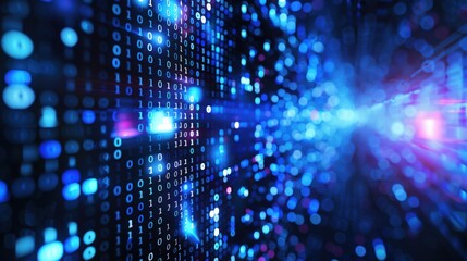 Obraz premium An abstract digital background with binary code and AI algorithms running in the background 