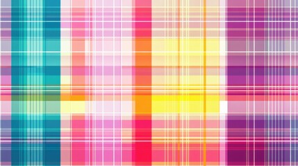 Abstract texture featuring a colorful gingham pattern with a trendy intersecting striped background showcasing a geometric weave illustration suitable for wallpaper postcards fabric garment digita