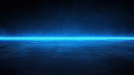 Obraz premium A dark, misty landscape with a glowing blue line creating a futuristic atmosphere.