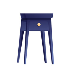 Dark blue nightstand. Bedside table isolated on transparent background. Furniture for bedroom. Interior item of living room. Stylish flat illustration.