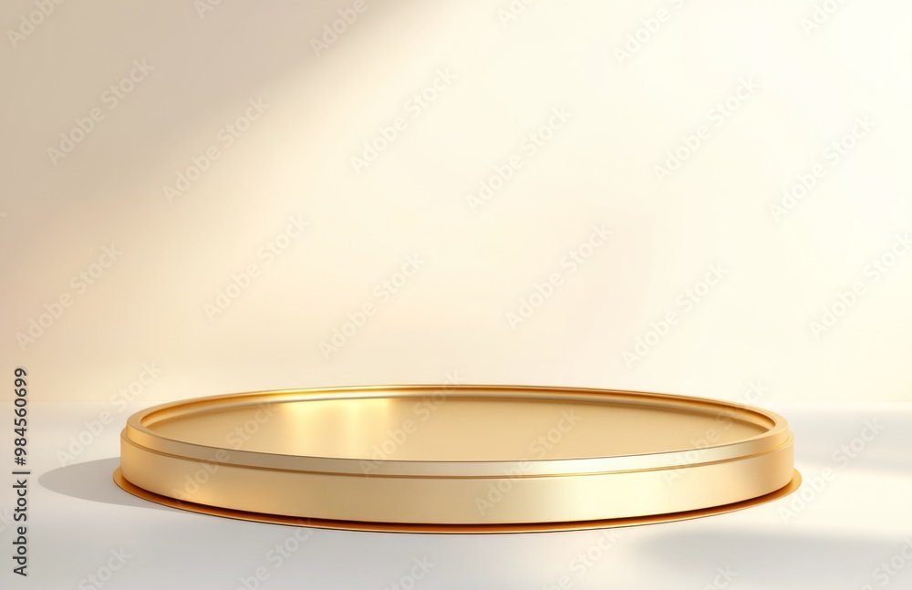 Poster golden circular podium with a linear background vector presentation design illustration, white backg
