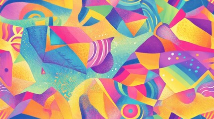 Fototapeta premium Vibrant decorative pattern featuring a kite Summer inspired print Created with colored pencils