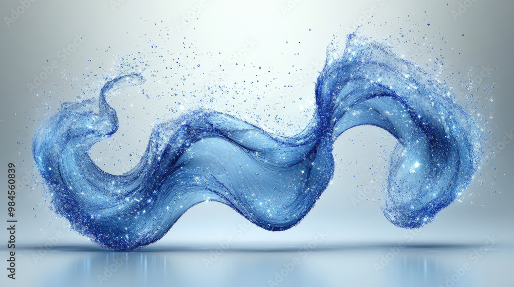 Aufkleber fluid water dances gracefully, creating intricate shapes and sparkles of light in a tranquil setting