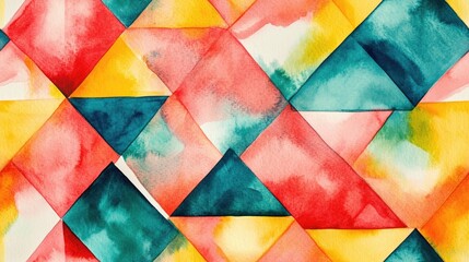 Fototapeta premium Vibrant Watercolor Hand Painted Geometric Shapes for Home Decor