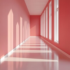 Obraz premium Office hallway, lined with business offices, 3D illustration, copy space for text,