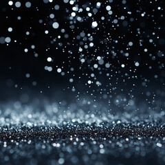 Silver glitter raining down in mid-air