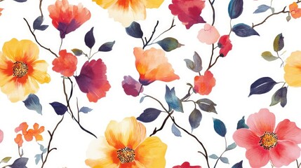 Seamless floral pattern with a white background