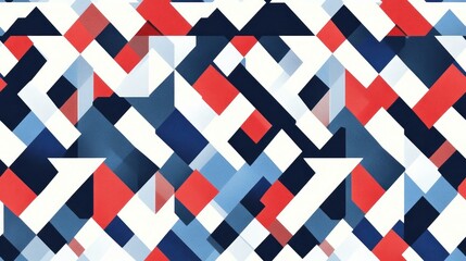 Geometric pattern design illustration with a seamless background texture in blue red and white colors