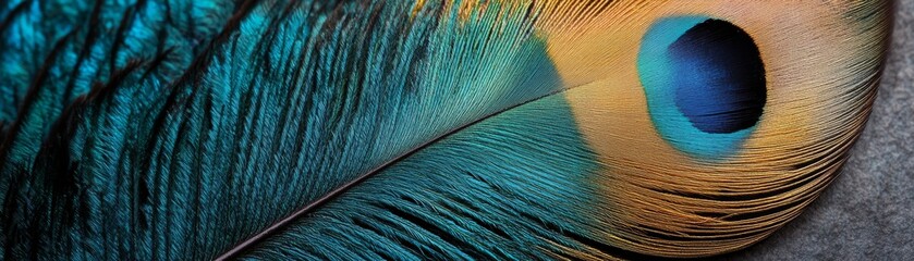 A vibrant close-up of a peacock feather showcasing stunning blue and green colors, highlighting its intricate patterns and textures.