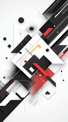 Dynamic abstract composition with bold geometric shapes and contrasting colors creating visual energy and modern appeal.