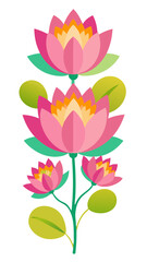 pink lotus flower,  Serene Lotus Flower Illustration - Delicate Pink and Green Petals, Symbolic for Peace and Purity, Ideal for Spiritual and Botanical Themes, Lotus Vector Illustration