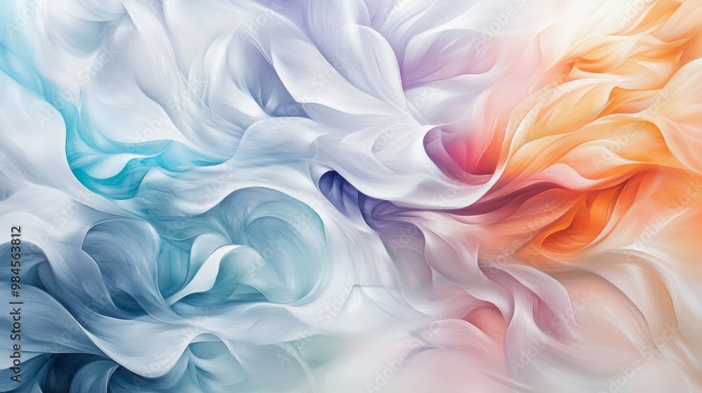 Poster an abstract swirl of soft colors, blending seamlessly into one another, creating a soothing and dyna