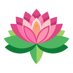 pink lotus flower, Serene Lotus Flower Illustration - Delicate Pink and Green Petals, Symbolic for Peace and Purity, Ideal for Spiritual and Botanical Themes, Lotus Vector Illustration