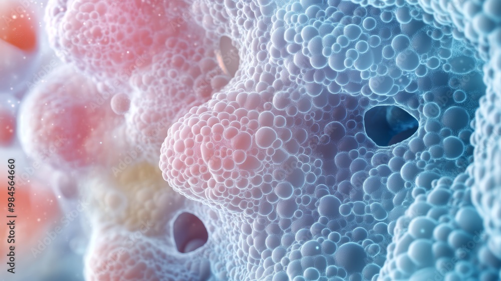 Aufkleber close-up view of colorful bubbles creating an abstract texture, perfect for backgrounds or artistic 