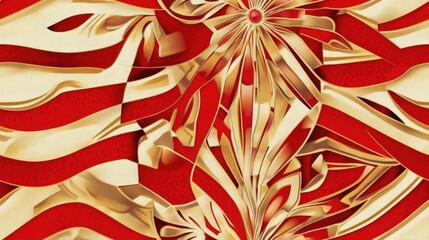 Fototapeta premium Mandalas background featuring red gold and white stripes Raster illustration