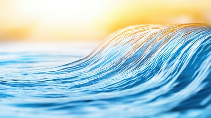 A wave in the ocean with a bright yellow sun in the background