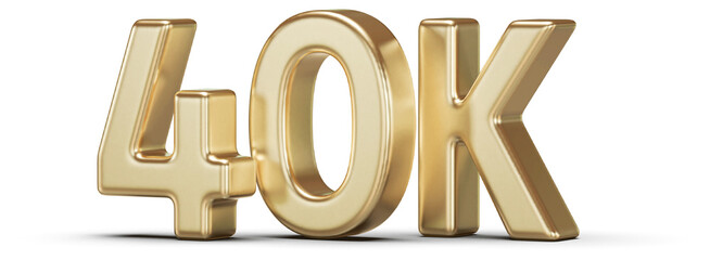 40K Followers Gold 3D Number