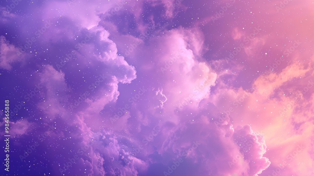 Canvas Prints Purple and Pink Sky with Stars