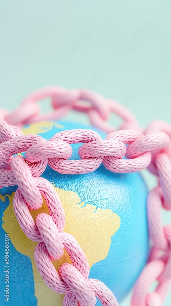 Canvas Prints Pink Chain Around Globe.